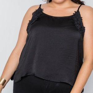 Kyoto Satin Hi-Lo Cami in Black (Plus)